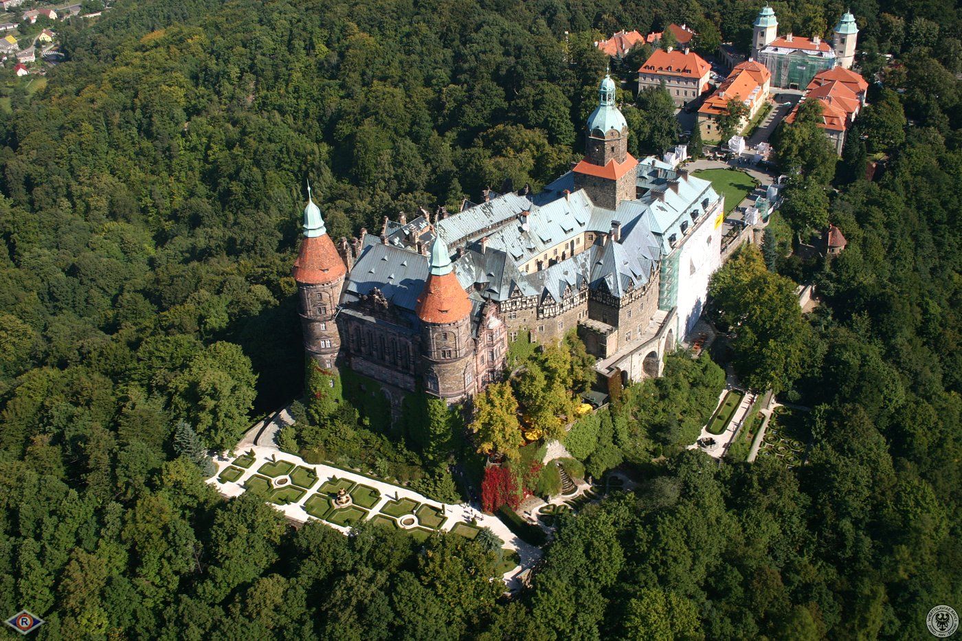 Zdjęcie Zamek z lotu ptaka Zamek Książ Wałbrzych Sudety wyjade